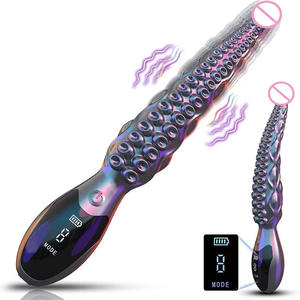 JRUI kadın 9 frekansları LED ekran ahtapot Tentacle vibratör değnek vajina masaj Butt tor oyuncak popo ve vajina için - Product Image 1