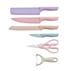 Juego de Cuchillos de Cocina Reutilizables de Paja de Trigo, Juego de Cocina Portátil de 6 Piezas con Tijeras, Juego de Cuchillos de Cocina Multifunción - Product Image 6