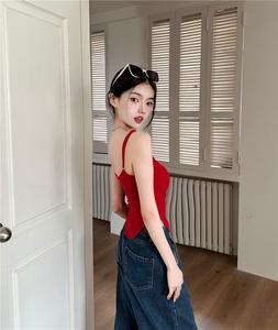 ไม่สมดุล<span class=keywords><strong>ภายใน</strong></span>ด้วยแผ่นหน้าอกเสื้อแขนกุดข้างนอกเพื่อสวมใส่เสื้อกั๊กเซ็กซี่เล็กๆน้อยๆเสื้อผู้หญิงเชือกผูกคอสำหรับเด็กผู้หญิงใส่ในฤดูร้อน - Product Image 2