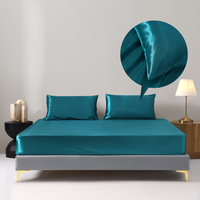 Ensemble de literie moderne en satin 100% polyester de luxe, écologique, durable, toutes saisons, 1 drap plat, 2 taies d'oreiller, brillant et soyeux