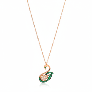 Swan Charm Wholesale <b>Pendant</b> <b>Emerald</b> Stoned Swan <b>Pendant</b> Handmade Turkish 925 Silver Sterling Necklace - Product Image 2