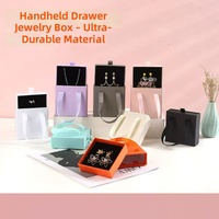 Boîte à bijoux portable avec tiroir, doublure en satin et impression quadricolore, en carton, étui à collier portable