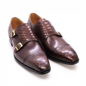 Chaussures Habillées <span class=keywords><strong>Homme</strong></span> Grande Taille 47 en Cuir Véritable avec Double <span class=keywords><strong>Boucle</strong></span> Monk, Impression Serpent, Chaussures Italiennes Classiques - Product Image 2