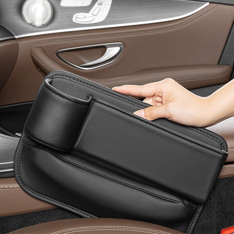 HH001 Luxury Leather Car Seat Gap Filler Storage Box | Universal Car Organizer