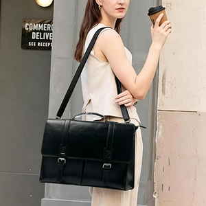 Bolso Mensajero para Portátil con Solapa Completa, Doble Bolsillo Frontal y Correa de Hombro Ajustable para Uso Diario en Oficinas Corporativas y Abogados - Product Image 3