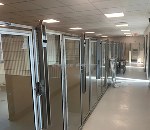 กรงสุนัขสแตนเลสแบบแผงสีพร้อมประตูกระจกสำหรับรับฝากสุนัข - Product Image 3