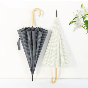 새로운 미니멀리스트 스트라이프 16 본 방수 목재 손잡이 스트레이트 우산은 아웃도어 우산으로 맞춤화할 수 있습니다. - Product Image 6