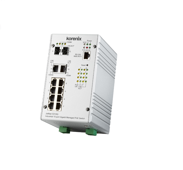 Korenix  Jetnet 5310G  Industrial 8 PoE + 2G Combo Managed  Industrial PoE Switch