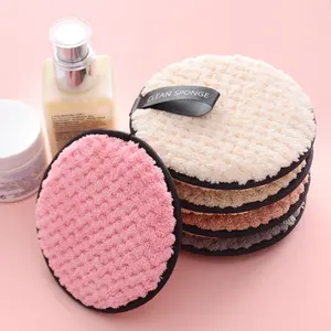 Hot Sale Private Label Herbruikbare Make-Up Remover Pads Wasbaar Gezicht Reinigingspad Microfiber Make-Up Verwijdering Sponzen