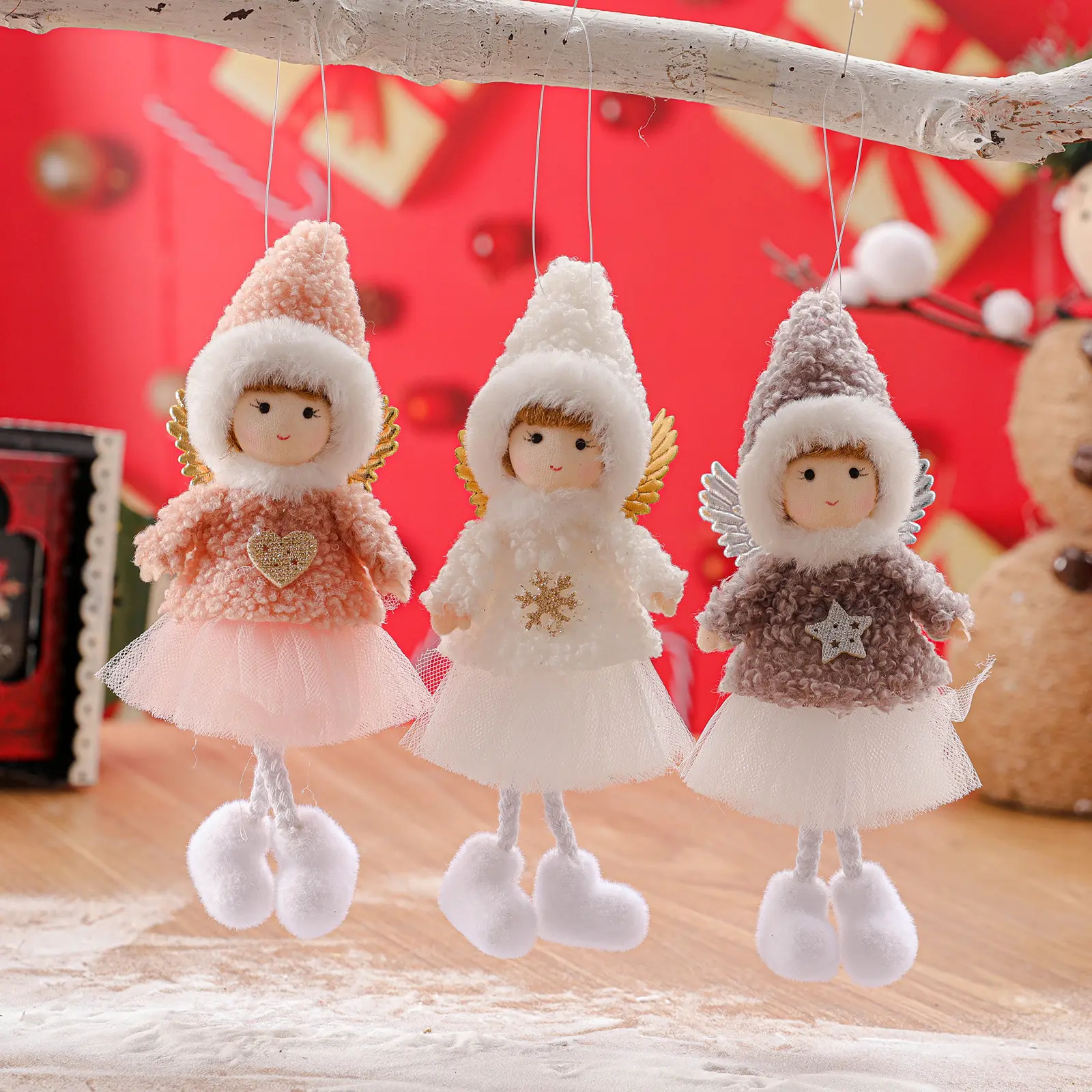 Mainan Songhan kecil mewah mini balet gadis malaikat kain boneka lembut menggantung liontin malaikat ornamen hadiah untuk pohon Natal