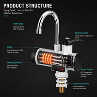 Robinet chauffe-eau instantané pour cuisine et salle de bain avec affichage LED et protection de sécurité