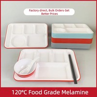 Assiettes carrées durables de 14 pouces à six compartiments, style moderne et minimaliste, pour la rentrée scolaire, la cantine des étudiants, la restauration rapide