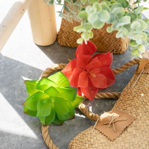 Plante succulente artificielle CallaFloral rouge et verte en PVC souple, branche unique, décoration pour la maison et les mariages - Product Image 2