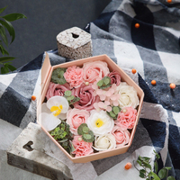 Ensemble de roses artificielles en savon de luxe, couleur dégradée, boîte cadeau pour la Saint-Valentin, la fête des pères, Thanksgiving, Noël