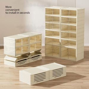Folding Shoe Cabinet FREE Installation Required Large Capacity, Multi-Layer Household <b>Plastic</b> Transparent Storage Shoe <b>Box</b> - Product Image 2