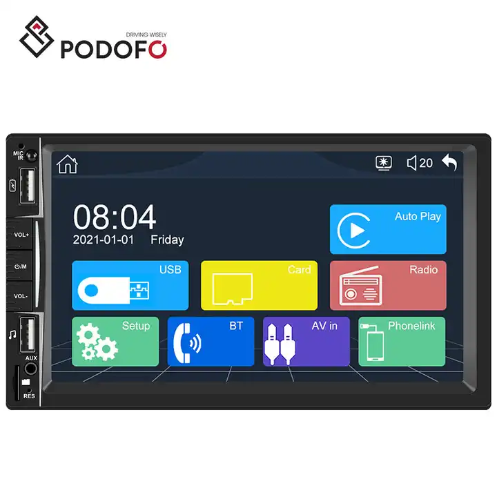Podofo 1 Din Autoradio avec Carplay Android Auto Écran Tactile 5
