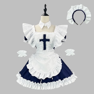 Disfraz de sirvienta con encaje cruzado para mujer, estilo gótico, lolita, anime, cosplay, fiesta, disfraz elegante - Product Image 2