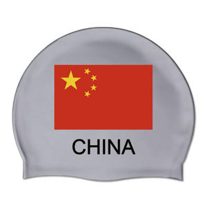 Gorro de Natación de Silicona con Diseño de la Bandera de China, Impermeable, Unisex, para Adultos - Product Image 1