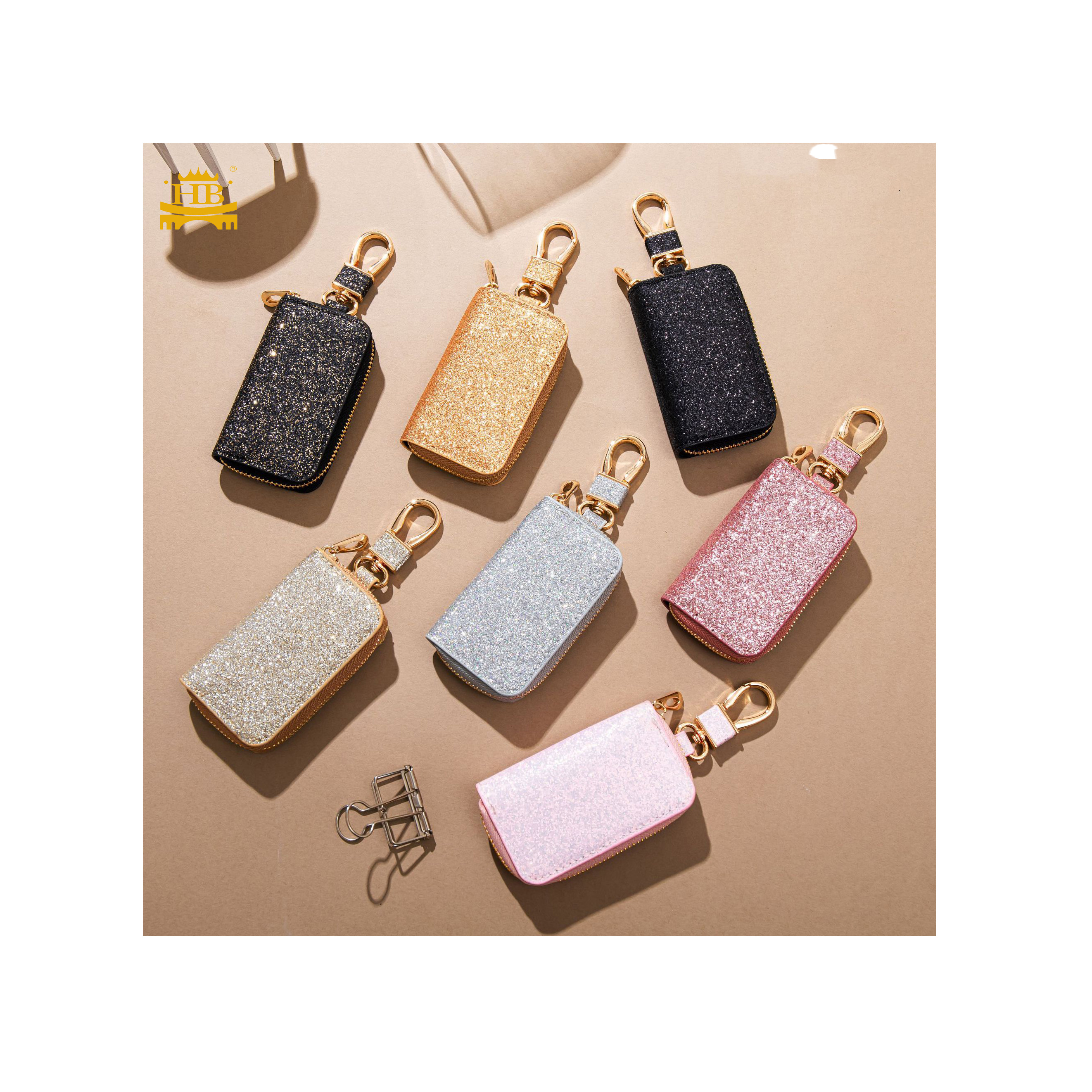 HB Brand Universal Car Key Holder Case Cover - Luxury Bling Key Bag Accessories for BMW, Audi | Guan