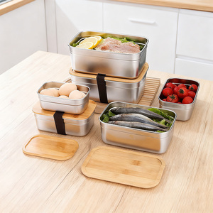 Tùy Chỉnh Thân Thiện Với Môi 304 Thép Không Gỉ Bento Hộp Ăn Trưa Trẻ Em Snack <span class=keywords><strong>Container</strong></span> Cho Người Lớn Với Nắp Tre - Product Image 2