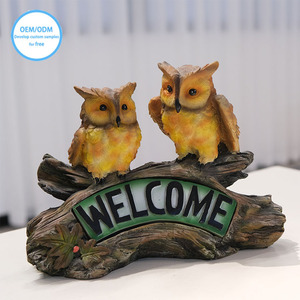 Không Thấm Nước Ngoài Trời Nhựa <span class=keywords><strong>Owl</strong></span> Bức Tượng Với Năng Lượng Mặt Trời Ánh Sáng Chào Mừng Bạn Đồ Trang Trí Sân Vườn Kim Loại Động Vật Bức Tượng Cho Vườn - Product Image 1