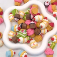 100PC Miniatur Kue Cangkir Resin Simulasi, Model Makanan Manis untuk Rumah Boneka, Aksesoris DIY, Mainan Kue Dapur