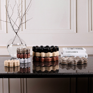 Vente en gros de cendrier moderne français de luxe en travertin et marbre noir et or naturel avec lumière pour la décoration intérieure - Product Image 2