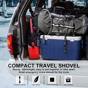 ORIENT 32.5 pouces rouge aluminium léger Sport utilitaire pliant d'urgence <span class=keywords><strong>pelle</strong></span> à <span class=keywords><strong>neige</strong></span> Portable pour voiture coffre traîneaux et <span class=keywords><strong>neige</strong></span> Tubes - Product Image 6