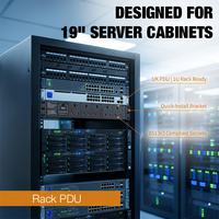 PDU Estándar Británico de 6 Vías, Horizontal, 1U, para Rack de Servidor, Regleta de Alimentación con Enchufe del Reino Unido, Unidad de Distribución de Energía para Gabinete de Red, Protección contra Sobretensiones, CE ETL