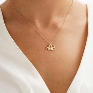 Nuovo Design <span class=keywords><strong>collana</strong></span> <span class=keywords><strong>fiore</strong></span> <span class=keywords><strong>di</strong></span> <span class=keywords><strong>loto</strong></span> 14k placcato oro zircone moda <span class=keywords><strong>fiore</strong></span> ciondolo <span class=keywords><strong>collana</strong></span> regalo gioielli - Product Image 4