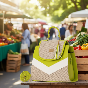 Bolso de mano de yute para mujer Fana Haven Citrus, tamaño mediano, con estampado de leopardo, para compras. - Product Image 2