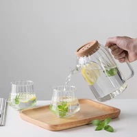 Nouvelle arrivée, ensemble théière en verre borosilicate Wonder Household, couvercle en liège, fait à la main, transparent, rayé, résistant à la chaleur, sans BPA