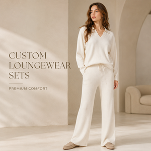 Custom Loungewear Sets Women Ribbed Long Sleeve Top <b>Wide</b> <b>Leg</b> <b>Pants</b> 2 Piece <b>Lounge</b> Wear Soft Premium Comfort - Product Image 1