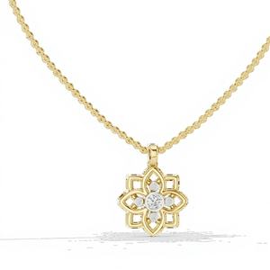 STC DIAMONDS - Dijes Unisex de Lujo de Oro Sólido de 18 Quilates con Diamantes Redondos de Corte Brillante, Certificados por IGI, Chapados en Rodio para Boda - Product Image 1