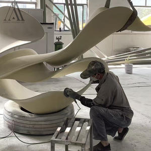 Escultura de Acero Inoxidable Abstracta para Exteriores, Estatua Metálica de Flor en Flor, Proyecto de Paisajismo de Plaza Urbana - Product Image 2