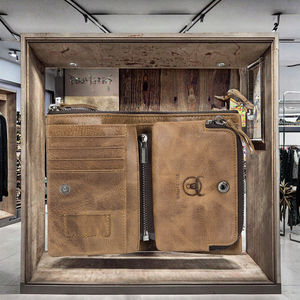 Cartera Corta de Cuero Auténtico para Hombre, Estilo Retro, Alta Protección RFID QB 013, Monedero Pequeño con Cierre de Cremallera y Broche - Product Image 3