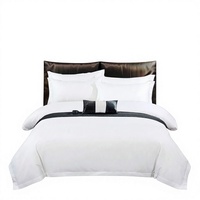 Parure de lit trois pièces en acrylique pour maison d'hôtes, draps blancs, housse de couette, qualité hôtelière, tricotée teinte réactif