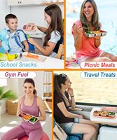 Boîte à goûter mignonne en acier inoxydable sans BPA pour enfants et adultes, grande boîte à lunch empilable à 3 compartiments anti-fuite pour la garderie