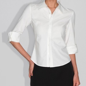 <span class=keywords><strong>Camicia</strong></span> da Lavoro <span class=keywords><strong>Bianca</strong></span> Tre Quarti per <span class=keywords><strong>Donna</strong></span>, <span class=keywords><strong>Slim</strong></span> <span class=keywords><strong>Fit</strong></span> Elasticizzata Ecologica, Fornitura Diretta dalla Fabbrica - Product Image 2