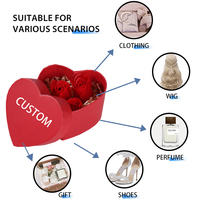 Boîte cadeau personnalisée haut de gamme en forme de cœur gaufré, rouge romantique, réutilisable, pour souvenirs, cadeau d'amour, Saint-Valentin, matériaux recyclés