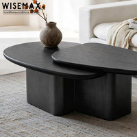 WISEMAX FURNITURE Meubles de salon au design moderne et simple, table basse en bois massif noir pour hôtel, villa, café