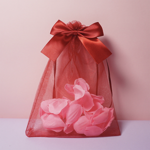 Sacs en <span class=keywords><strong>organza</strong></span> à mailles, sacs à bonbons 9x12/10x15, sac cadeau en <span class=keywords><strong>organza</strong></span> <span class=keywords><strong>rouge</strong></span> transparent avec nœud en ruban, sac en <span class=keywords><strong>organza</strong></span> à cordon pour cosmétiques - Product Image 3