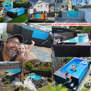 Piscine hors sol de luxe en fibre de verre de 40 pieds, grande piscine de jardin en <span class=keywords><strong>bois</strong></span> préfabriquée pour extérieur, piscine conteneur pour cour arrière - Product Image 4
