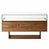 Vitrine de présentation de bijoux en bois avec éclairage LED |   Vitrine à bijoux avec dessus en verre et tiroirs de rangement pour les bijouteries haut de gamme