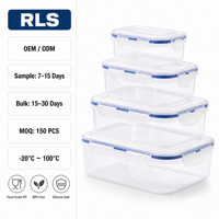 Contenants de stockage des aliments 4 pièces ensemble sans BPA PP en plastique hermétique cuisine garde-manger préparation des repas nidification empilable