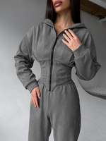 Ensemble deux pièces pour femmes de style européen et américain Pull à capuche à taille solide Pantalon d'exercice décontracté Tricot brodé pour XS XL