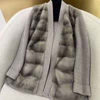 Cardigan en cachemire et fourrure de vison de luxe pour femme, col montant, fermeture éclair, hiver, haute qualité