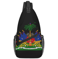 Sac bandoulière de haute qualité avec drapeau d'Haïti, personnalisable avec logo, sac de poitrine, sac à dos bandoulière, sac de voyage pour poitrine, en promotion