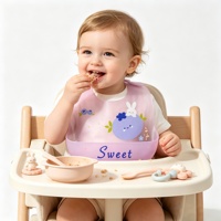 Bavoir bébé pliable en silicone de qualité alimentaire, imperméable, léger et fin pour l'été, idéal pour l'alimentation - Vente en gros