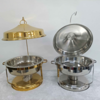 Plat de service isotherme haut de gamme en acier inoxydable 9L pour hôtels, fêtes et restaurants, avec chauffage à l'alcool